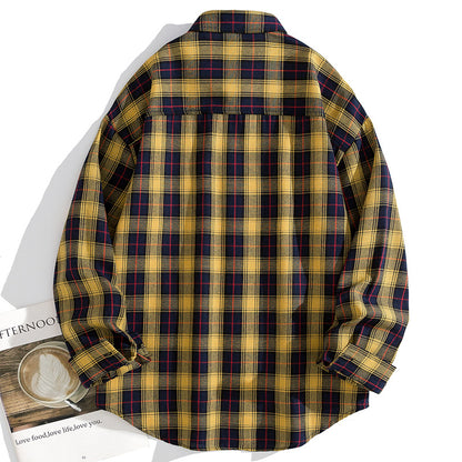 Men's Casual And Loose Plaid Casual Long-sleeve Shirt