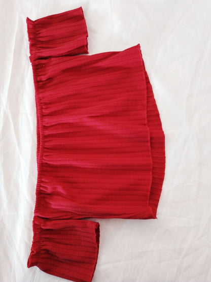 Solid Color Short Off-Shoulder Bare-Neck Collar Top