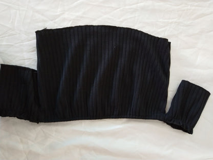 Solid Color Short Off-Shoulder Bare-Neck Collar Top