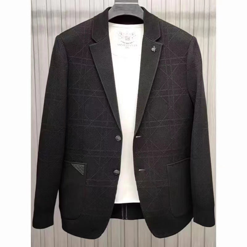 Men's AutumnWinter Suit Jacquard Sweater Outerwear