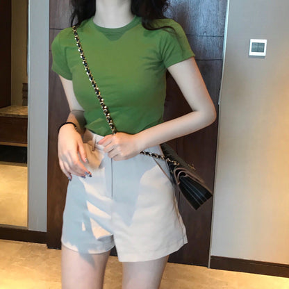 Solid color short sleeve T-shirt
