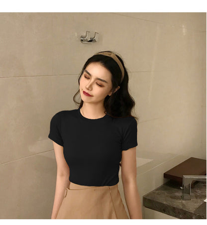 Solid color short sleeve T-shirt