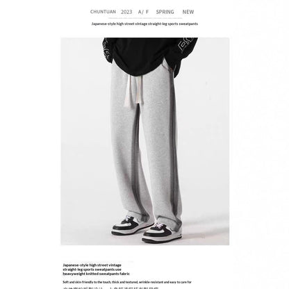 Men's Summer Trendy Brand Casual Pants Loose-fit Distressed Washed Straight-leg Design