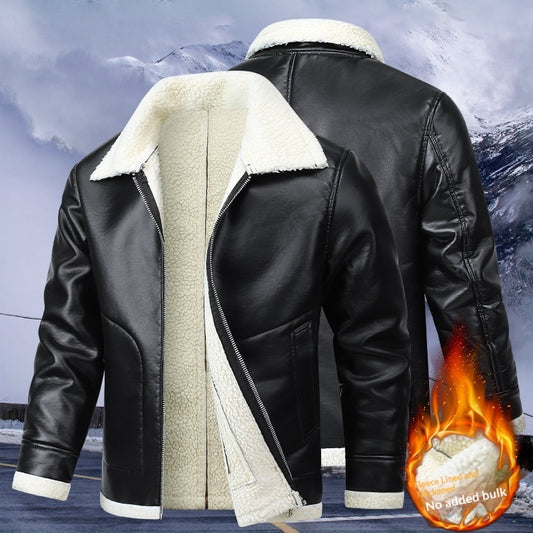Fleece Lined Extra Thick Leather And Fur Jacket