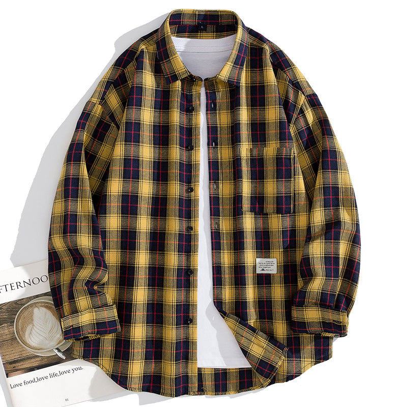 Men's Casual And Loose Plaid Casual Long-sleeve Shirt