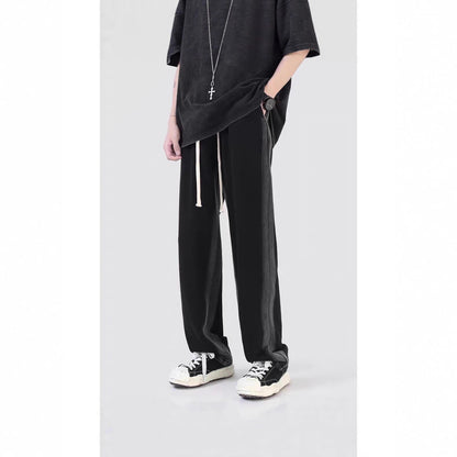 Men's Summer Trendy Brand Casual Pants Loose-fit Distressed Washed Straight-leg Design