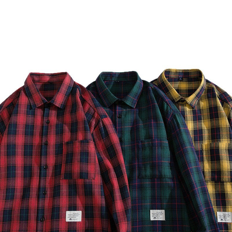 Men's Casual And Loose Plaid Casual Long-sleeve Shirt