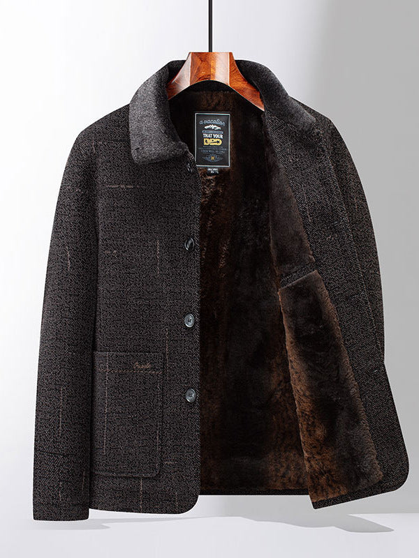 Middle-aged And Elderly Cotton-padded Jackets Dad-style Outerwear Lapel Wool Coats