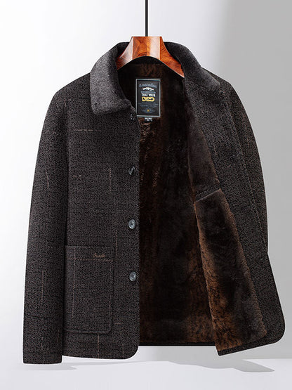 Middle-aged And Elderly Cotton-padded Jackets Dad-style Outerwear Lapel Wool Coats