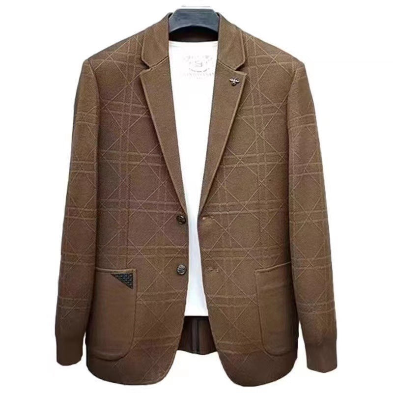 Men's AutumnWinter Suit Jacquard Sweater Outerwear